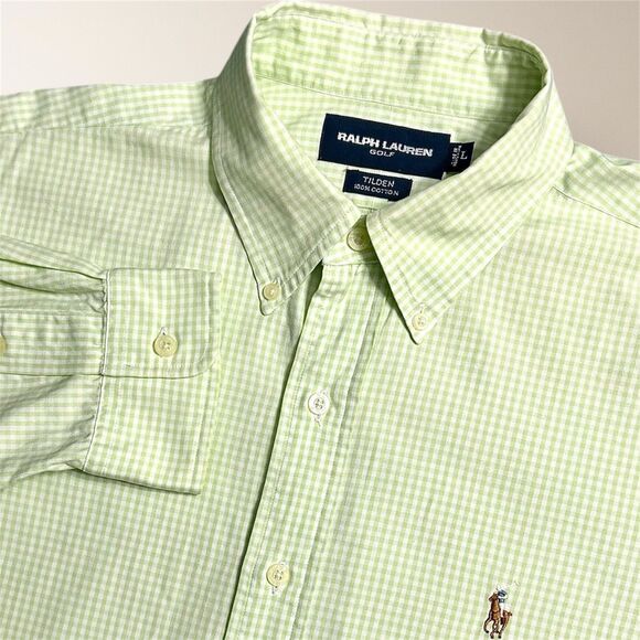 Ralph Lauren Other - Ralph‎ Lauren Tilden Golf L Green White Plaid Button Down Pony Long Sleeve Shirt